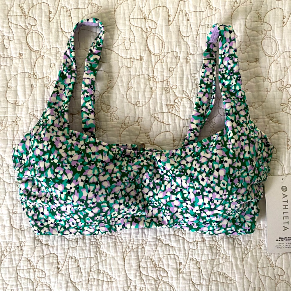 Athleta Square Neck Bra Cup Bikini Top 36D/DD